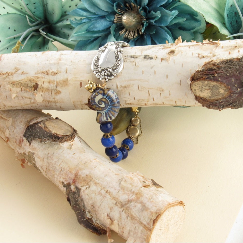 Vintage beaded spoon bracelet